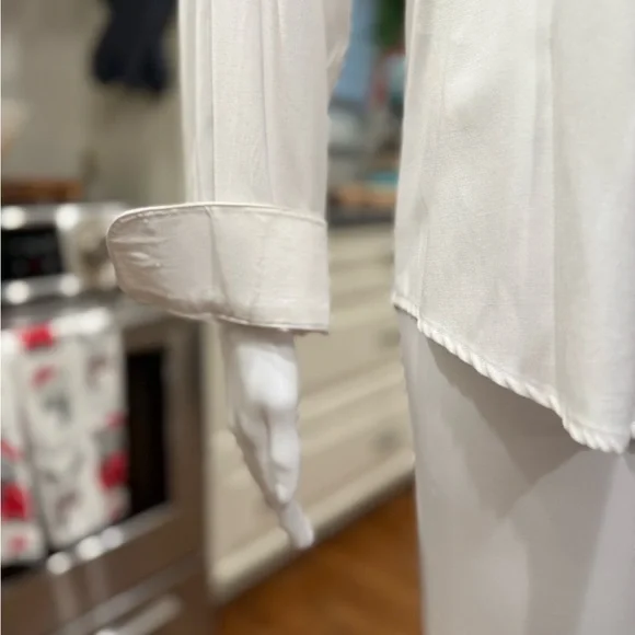 Christine Alexander Elegant White Cat and Bow Rhinestone Button Down Blouse M - Picture 8 of 13